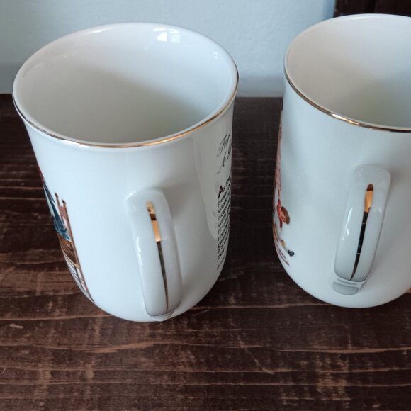 1982 Vintage Norman Rockwell Museum Mugs Cups Set of 2 Gold Trim - Picture 2 of 4